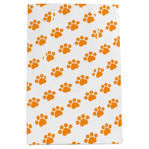 Orange Tatzen-Druck-Muster Mittlere Geschenktüte