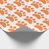 Orange Tatzen-Packpapier Geschenkpapier (Ecke)