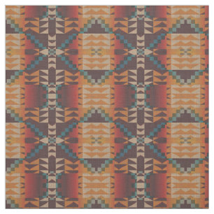 Orange Taupe Brown Red Aquamarin Blue Ethnic Look Stoff
