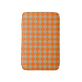 Orange Taupe Checker Diamond Pattern Badematte (Vorderseite Vertikal)