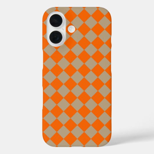 Orange Taupe Checker Diamond Pattern Case-Mate iPhone Hülle (Rückseite)