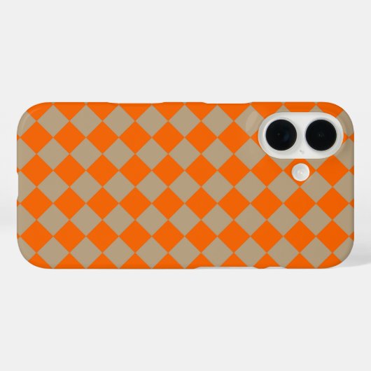 Orange Taupe Checker Diamond Pattern Case-Mate iPhone Hülle (Rückseite (Horizontal))
