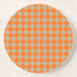 Orange Taupe Checker Diamond Pattern Getränkeuntersetzer