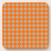 Orange Taupe Checker Diamond Pattern Getränkeuntersetzer (Vorderseite)