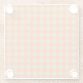 Orange Taupe Checker Diamond Pattern Glasuntersetzer (Rückseite)