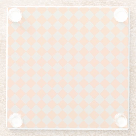 Orange Taupe Checker Diamond Pattern Glasuntersetzer (Rückseite)