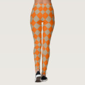 Orange Taupe Checker Diamond Pattern Leggings (Rückseite)