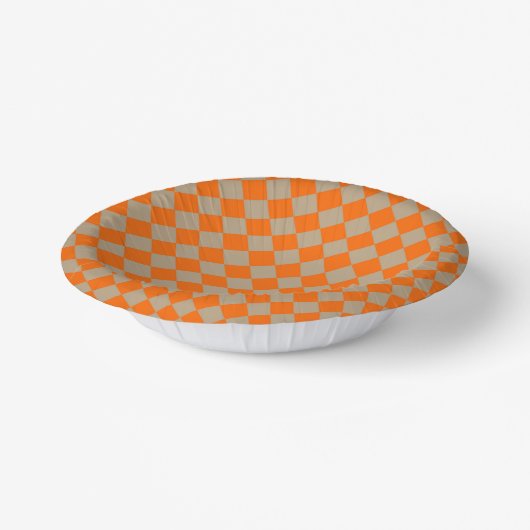 Orange Taupe Checker Diamond Pattern Pappteller (Gewinkelt)