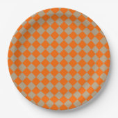 Orange Taupe Checker Diamond Pattern Pappteller (Vorderseite)