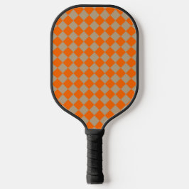 Orange Taupe Checker Diamond Pattern Pickleball Schläger