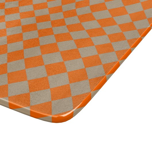 Orange Taupe Checker Diamond Pattern Schneidebrett (Ecke)