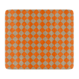 Orange Taupe Checker Diamond Pattern Schneidebrett