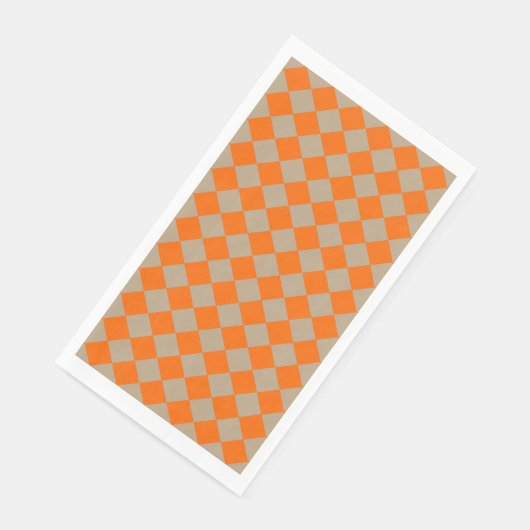 Orange Taupe Checker Diamond Pattern Serviette (Ecke)