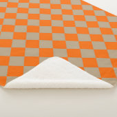 Orange Taupe Checker Diamond Pattern Sherpadecke (3/4)