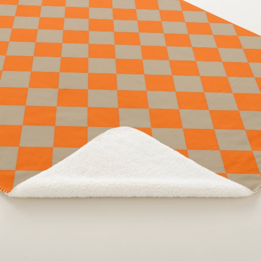 Orange Taupe Checker Diamond Pattern Sherpadecke (3/4)