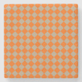 Orange Taupe Checker Diamond Pattern Steinuntersetzer (Vorderseite)