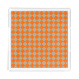 Orange Taupe Karo-Diamantmuster Acryl Tablett
