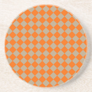 Orange-Taupe-Karomuster mit Diamantform Getränkeuntersetzer