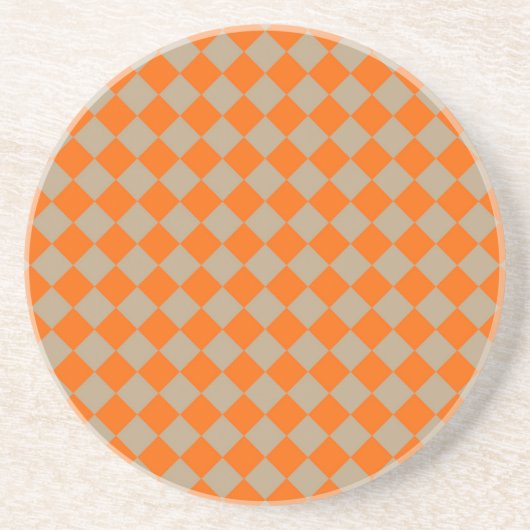 Orange-Taupe-Karomuster mit Diamantform Getränkeuntersetzer (Vorne)