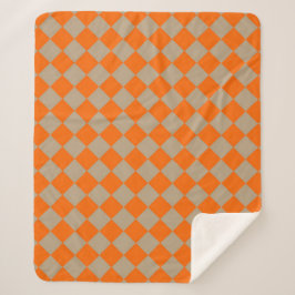 Orange-Taupe-Karomuster mit Diamantform Sherpadecke