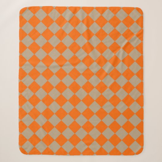 Orange-Taupe-Karomuster mit Diamantform Sherpadecke (Vorderseite)
