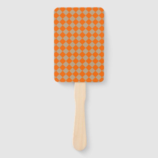 Orange-Taupe-Karton-Diamantmuster Fächer (Vorderseite)