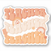Orange Teacher Lehrer Retro Vinyl Sticker (Vorderseite)