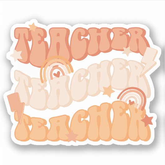 Orange Teacher Lehrer Retro Vinyl Sticker (Vorderseite)