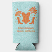 Orange + Teal Las Vegas Showgirl Bach Selters Dosenkühler (Vorderseite)