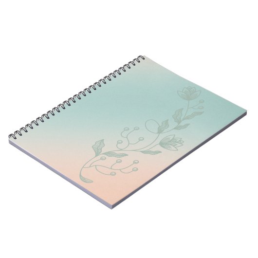 Orange & Teal Ombre Notebook Vibrant Floral Accent Notizblock (Linke Seite)