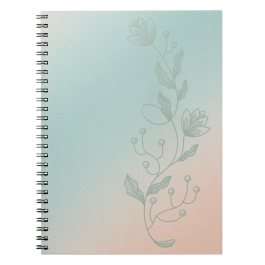 Orange & Teal Ombre Notebook Vibrant Floral Accent Notizblock (Vorderseite)
