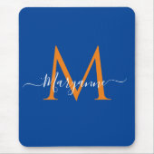 Orange & teal Personalized Monogram Blue Recipes Mousepad (Vorne)