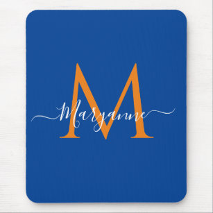 Orange & teal Personalized Monogram Blue Recipes Mousepad