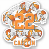 Orange Team Farben Basketball Cluster Aufkleber (Vorderseite)