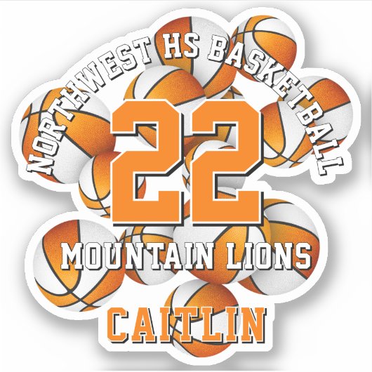 Orange Team Farben Basketball Cluster Aufkleber (Vorderseite)