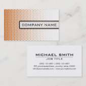 Orange Techno Dots Elegantes, modernes Weiß Visitenkarte (Vorne/Hinten)