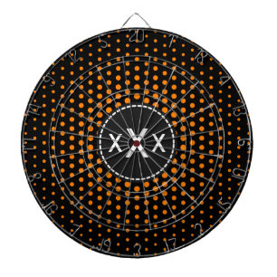 Orange Techno Dots Modernes Monogramm Dartscheibe