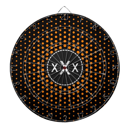 Orange Techno Dots Modernes Monogramm Dartscheibe (vorne)