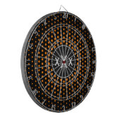 Orange Techno Dots Modernes Monogramm Dartscheibe (Vorderseite Links)