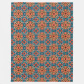 Orange Teel Blue Green Orient Bohemisch Art Muster Fleecedecke (Vorderseite)