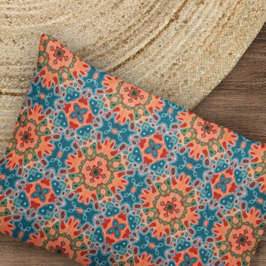Orange Teel Blue Green Orient Bohemisch Art Muster Kissenbezug