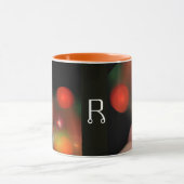 ORANGE TELLOW PINK BLACK FRAKTAL BUBBLES MONOGRAMM TASSE (Zentrum)
