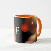 ORANGE TELLOW PINK BLACK FRAKTAL BUBBLES MONOGRAMM TASSE (VorderseiteRechts)