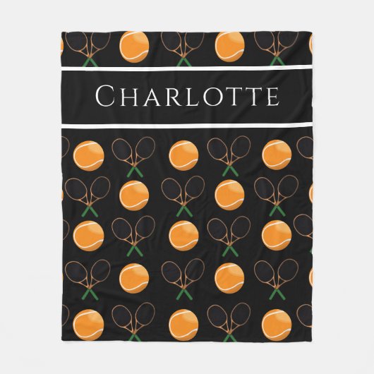 Orange Tennis Balls & Old Style Rackets Sport Game Fleecedecke (Vorderseite)