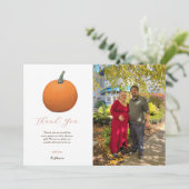 Orange Teracotta Autumn Pumpkin Baby Shooting Foto Dankeskarte (Stehend Vorderseite)