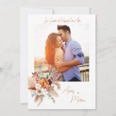 Orange Terracaotta Boho Floral Wedding Einladung (Rückseite)