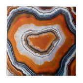 Orange Terracotta Black Gray White Agate Geode Fliese (Vorderseite)