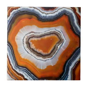 Orange Terracotta Black Gray White Agate Geode Fliese