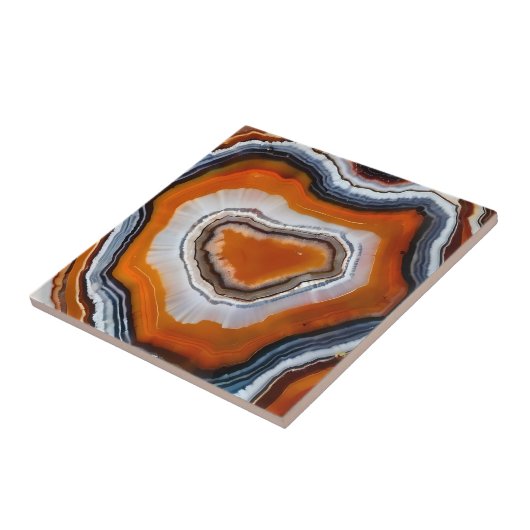 Orange Terracotta Black Gray White Agate Geode Fliese (Seite)