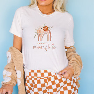 Orange Terracotta Boho Mommy to Be Rainbow T-Shirt